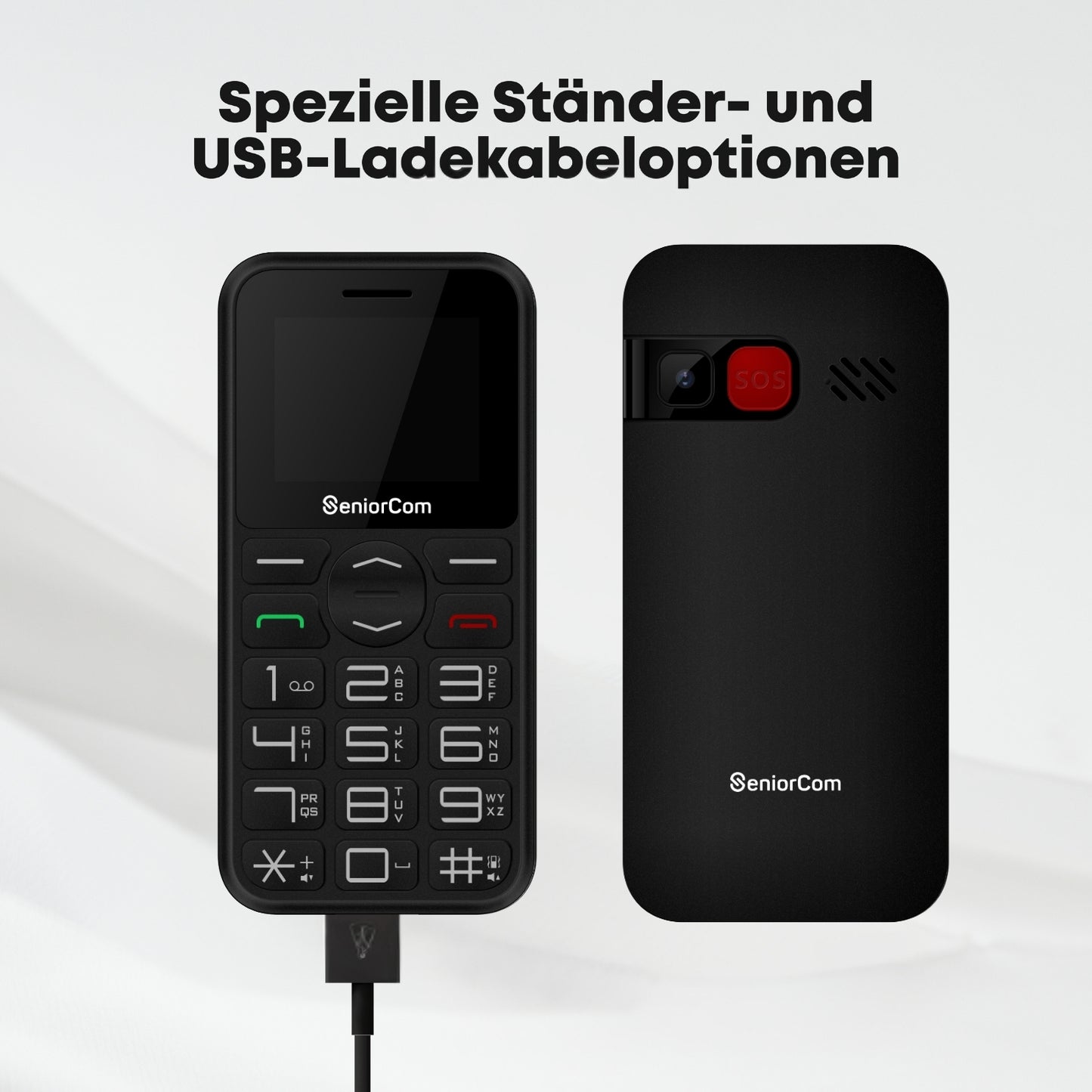 SeniorCom F183 - Senioren-Handy mit SOS-Taste und Ladestation