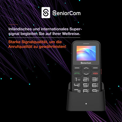 SeniorCom F183 - Senioren-Handy mit SOS-Taste und Ladestation